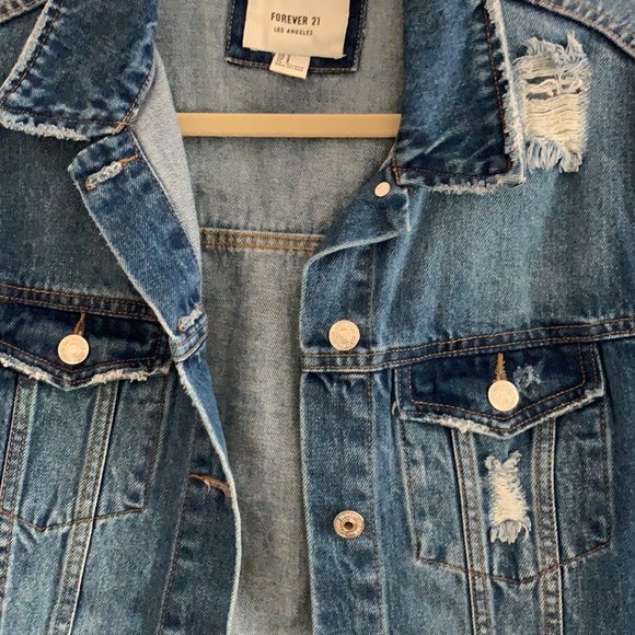 NWOT Denim Jean Jacket Rock and Roll F21 Small - Picture 5 of 8